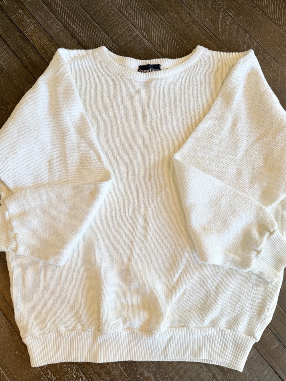 Vintage 90s Denver Hayes Cream Knit Crewneck Sweater Men’s L